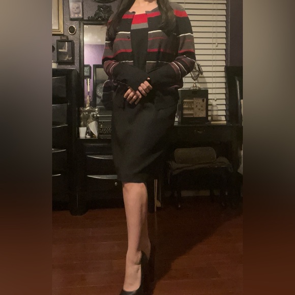 BAHARI GROUP SET VINTAGE 90’s MIDI DRESS WITH CARDIGAN - Picture 4 of 13